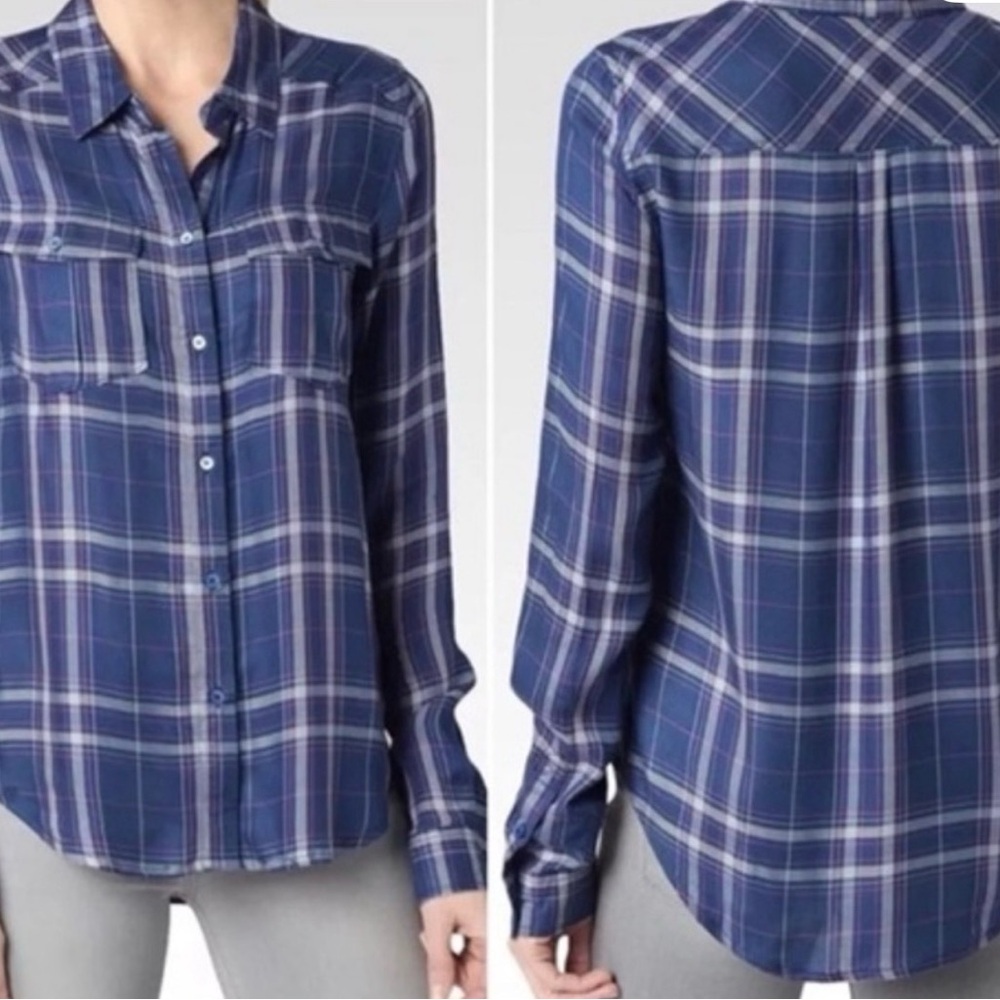 Bundle 2/$30! PAIGE Blue Plaid Button-Down Shirt M